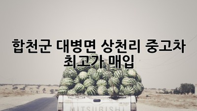 합천군 대병면 상천리 중고차 최고가 매입!